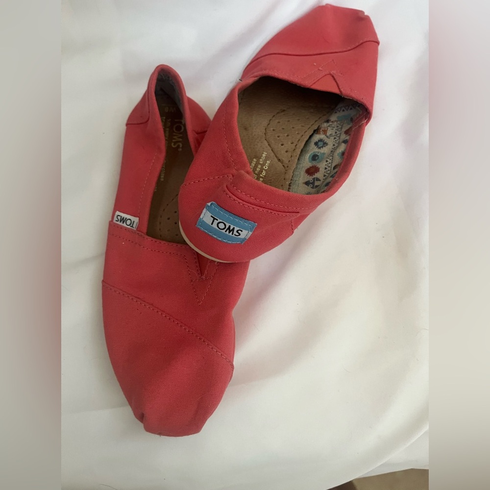 TOMS Red Canvas Slip-On Shoes